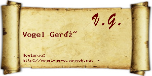 Vogel Gerő névjegykártya